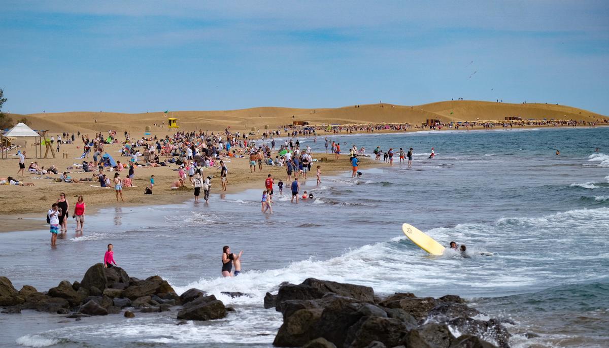 Ambiente playero en Playa del Inglés