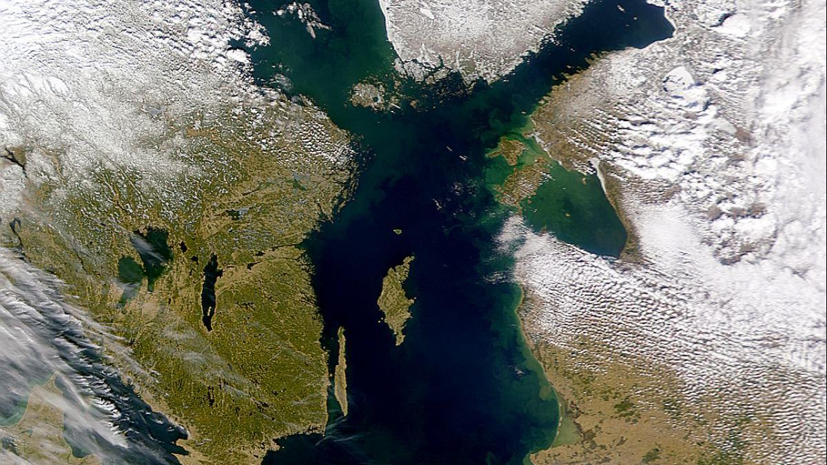 Vista satelital del Mar Báltico.