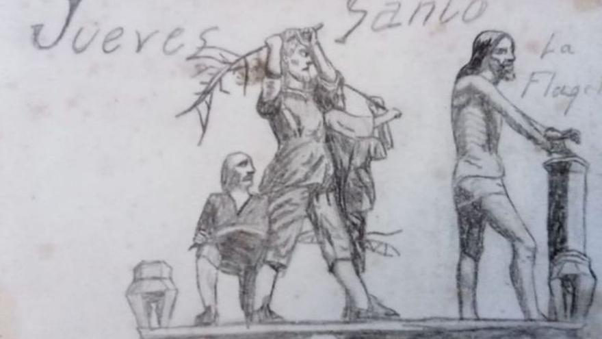 Los dibujos de Antonio Pedrero de la Semana Santa de Zamora cuando era niño