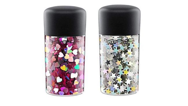 Botes de glitter con forma de corazón y estrella de Mac