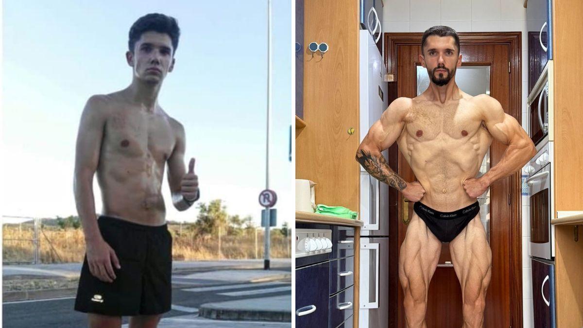 Evolución física de Jaime Polo antes y después de iniciar su preparación para el campeonato.