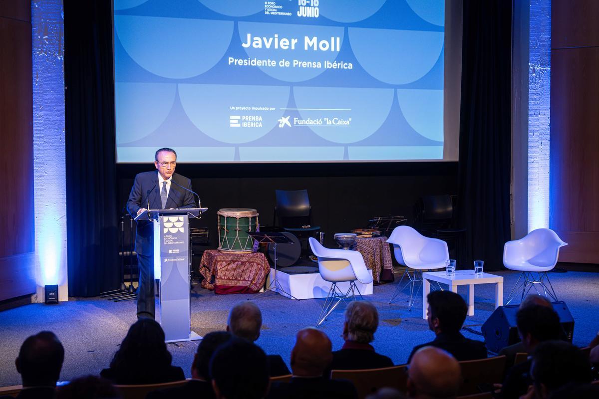 Javier Moll, presidente de Prensa Ibérica durante la Inaguración del III Foro Económico y Social del Mediterráneo.