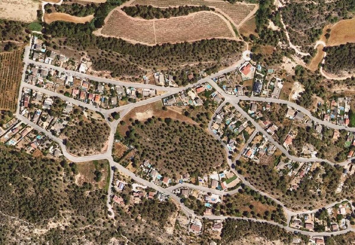 Vista aérea de la urbanización de las Garrigues, en la Pobla de Claramunt.