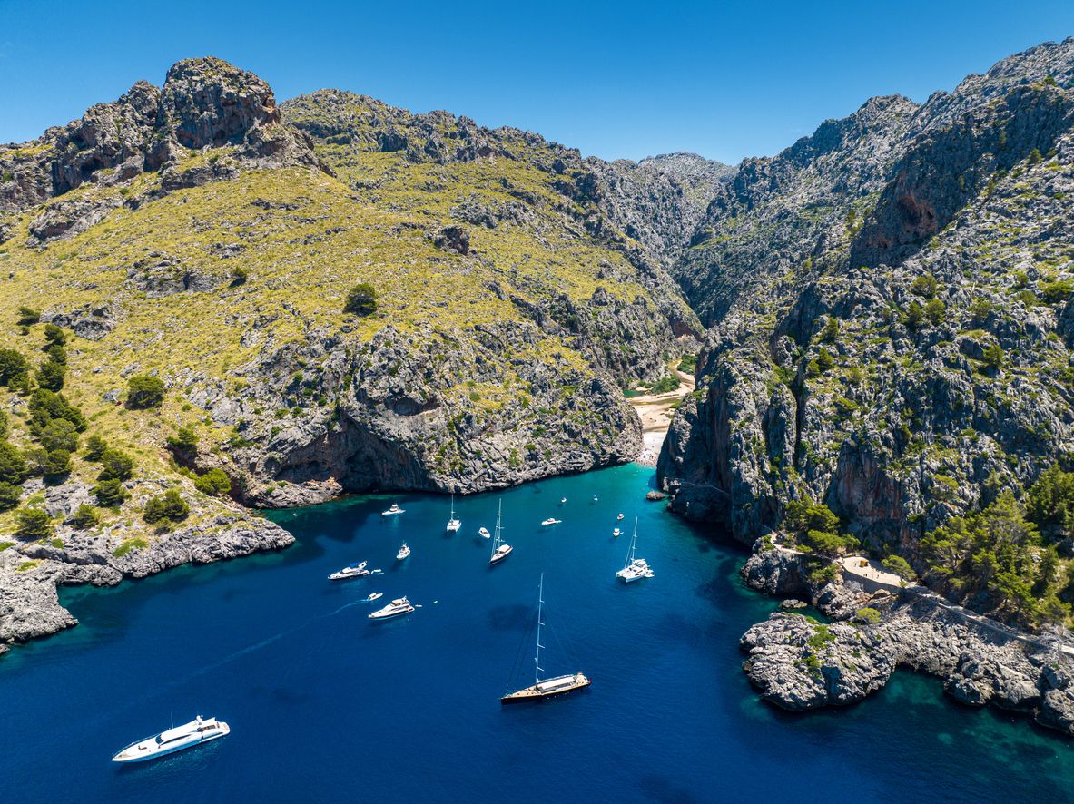 Vista de pájaro de Sa Calobra, Mallorca.