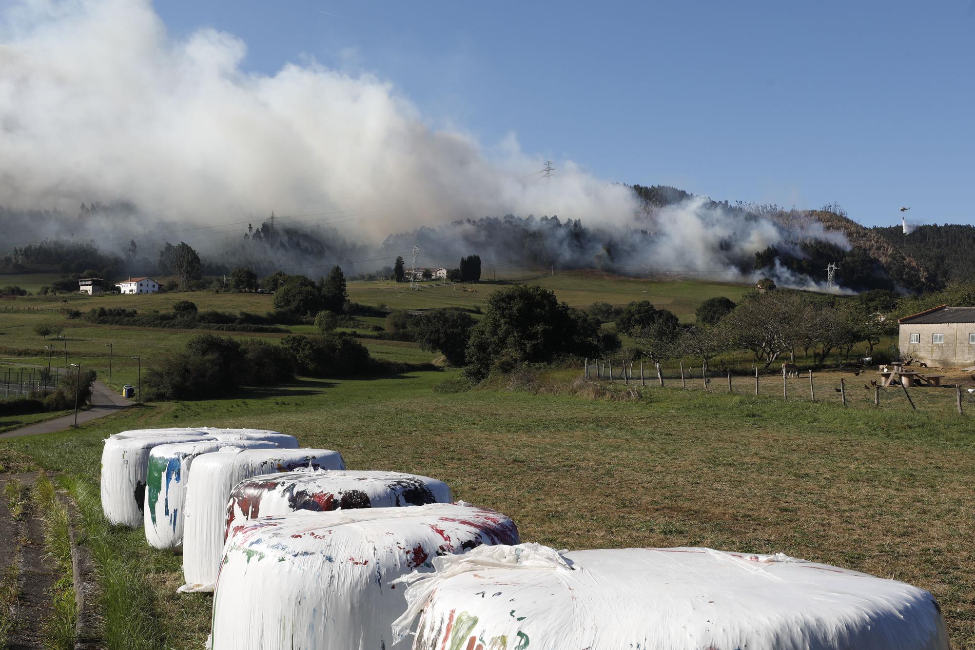 En imágenes: se reactiva el incendio en la vertiente gijonesa del Monte Areo