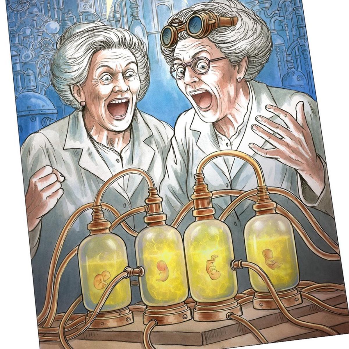 Les dues protagonistes del seu nou còmic, Virtuts sintètiques.