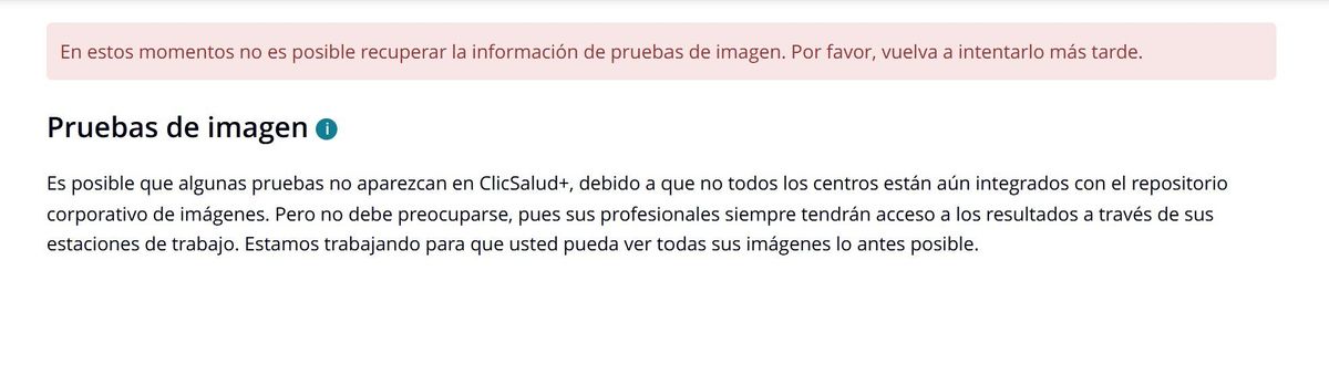 Mensaje del SAS a los usuarios que han intentando acceder a sus pruebas diagnósticas en las últimas horas.