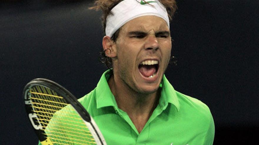 Nadal festeja su victoria ante Baghdatis