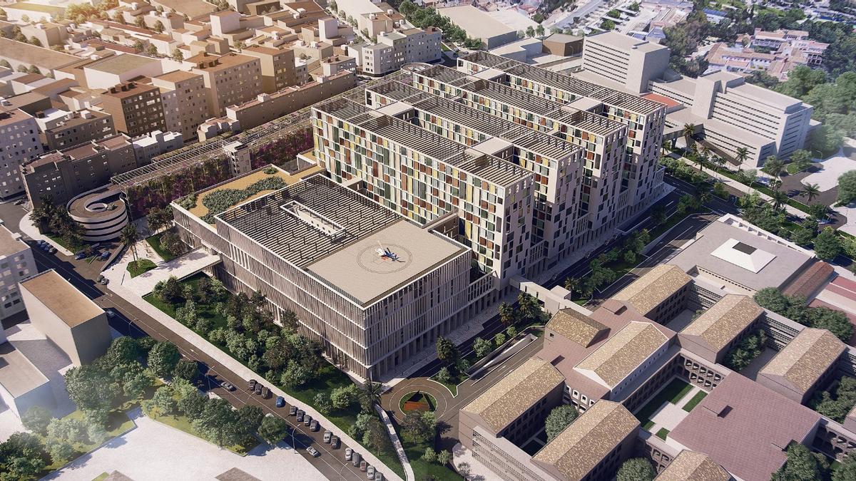 El tercer hospital de Málaga, en una recreación.