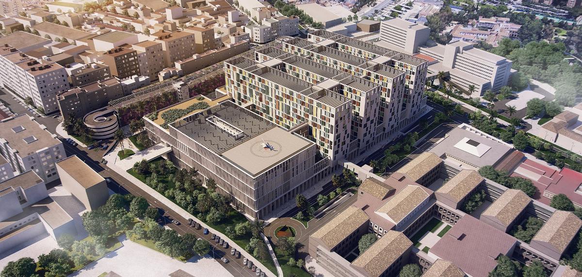 El tercer hospital de Málaga, en una recreación.