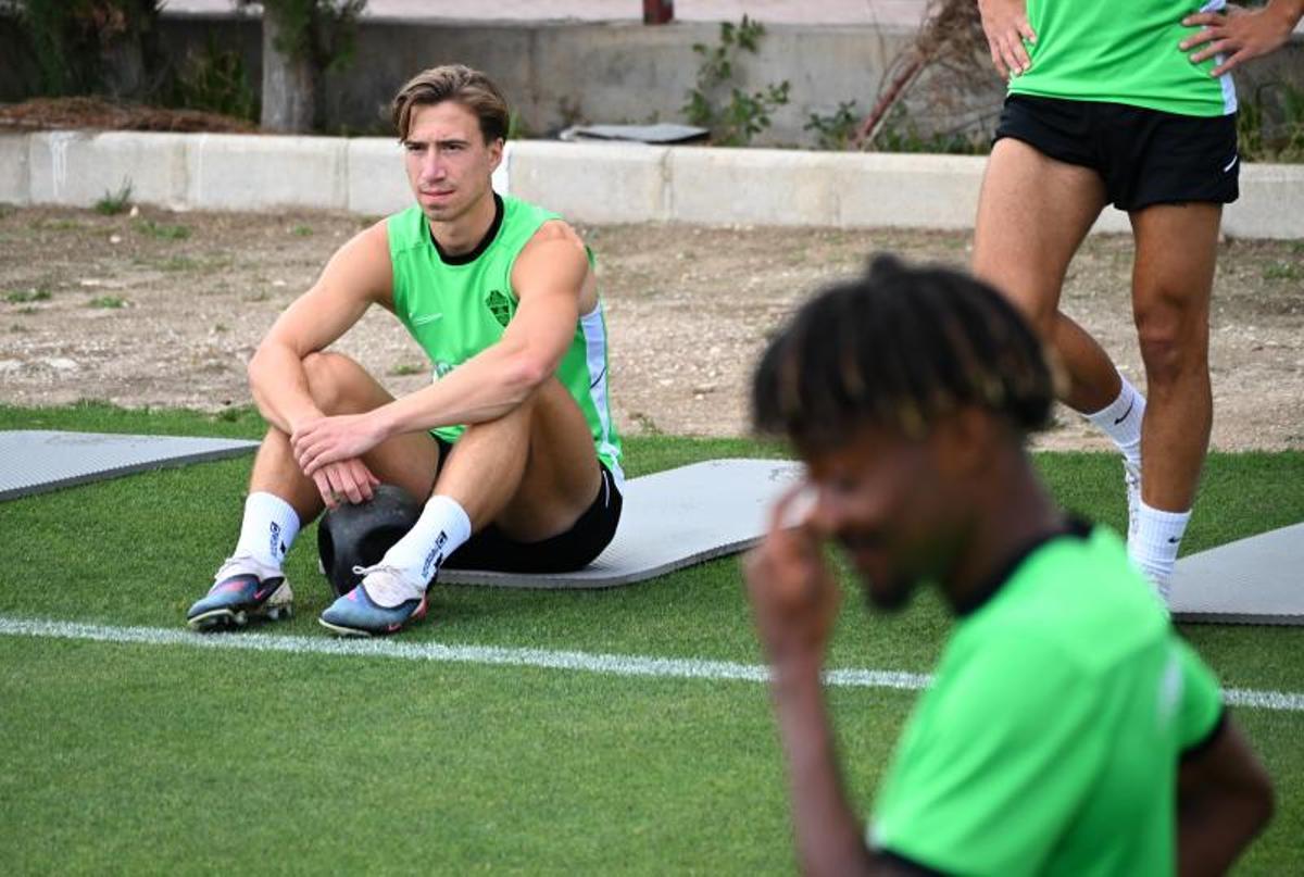 Affengruber, pensativo, durante un entrenamiento de la temporada pasada