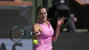 Aryna Sabalenka, en su partido contra Emma Navarro en Indian Wells