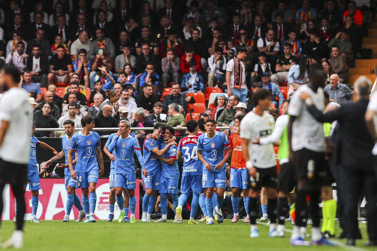 Imagen de la derrota del Valencia ante el Atlético de Madrid en Mestalla.