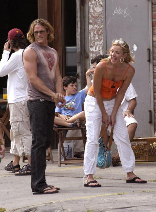 Jason Lewis and Kim Cattrall en el set de Sexo en Nueva York