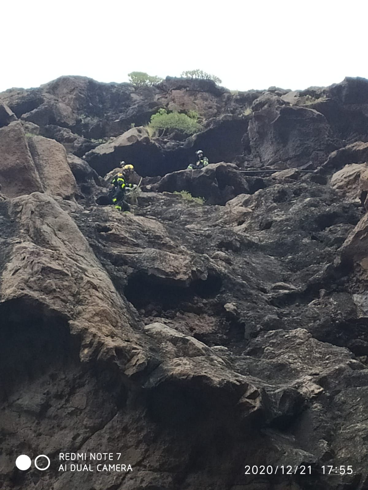 Rescatan un perro encaramado a 35 metros de altura en el Charco Azul