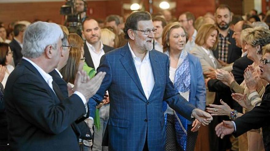 El president en funcions, durant la convenció del PP ahir a Saragossa