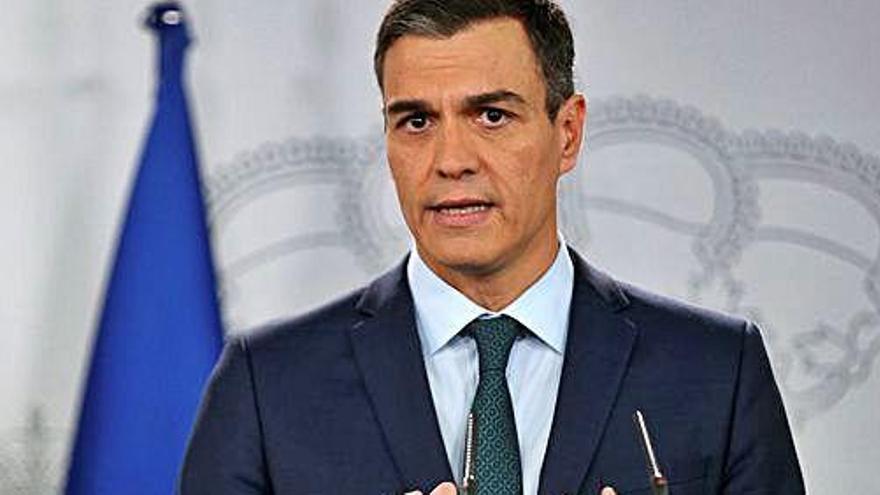 El president del Govern espanyol, Pedro Sánchez, explicant la decisió.