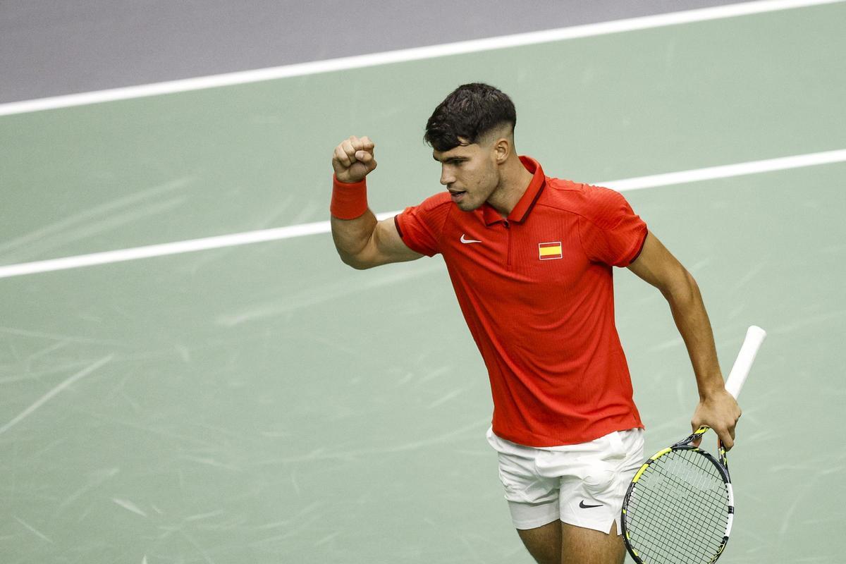 Alcaraz - Machac de Copa Davis, en imágenes