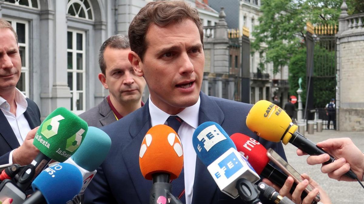 Albert Rivera, este jueves en Bruselas, antes de la reunión del Grupo Liberal Europeo.