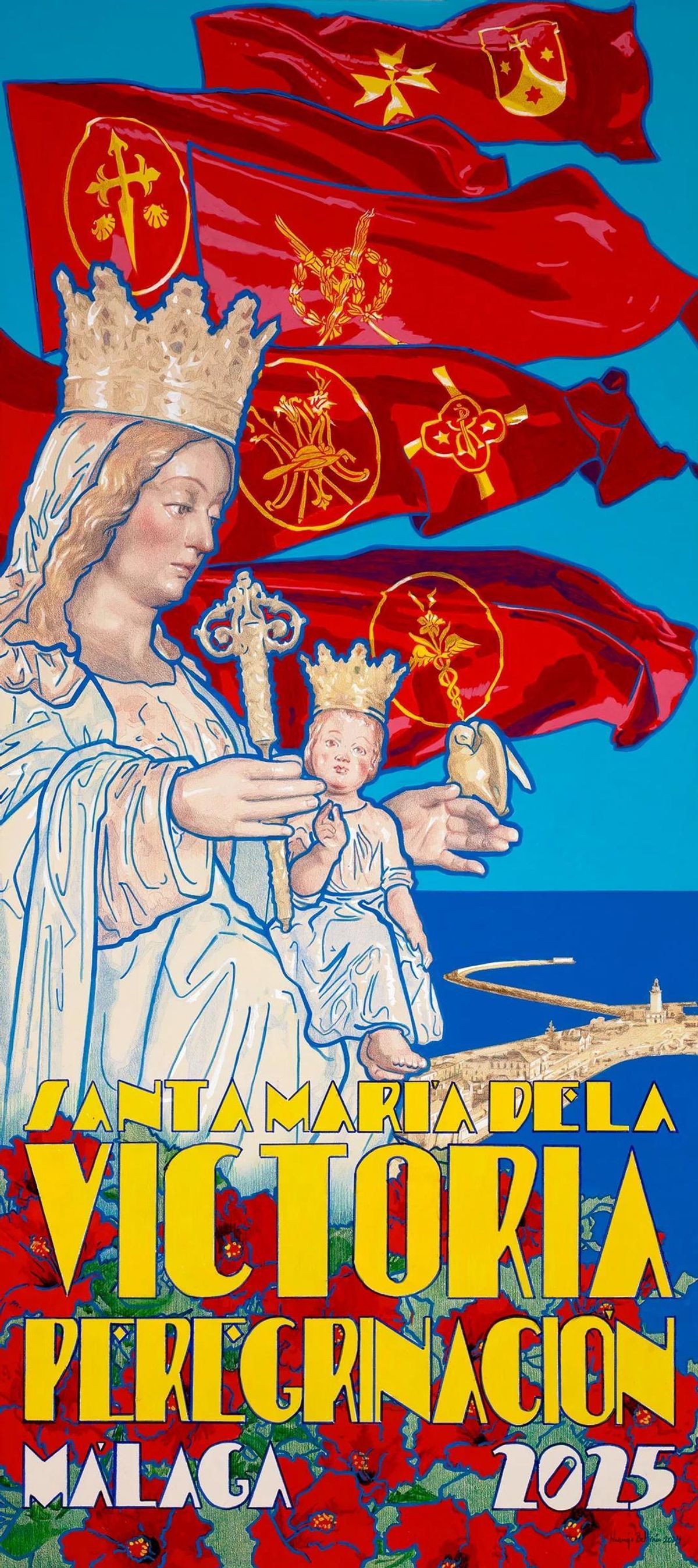 Cartel anunciador de la peregrinación de la Virgen de la Victoria, obra de Francisco Naranjo.