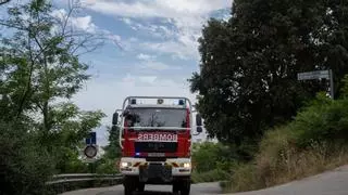 Bombers trabaja en un incendio en una zona boscosa de Santa Coloma
