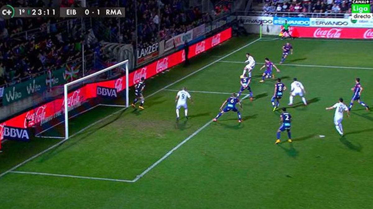 Fuera de juego de Benzema en el primer gol del Madrid