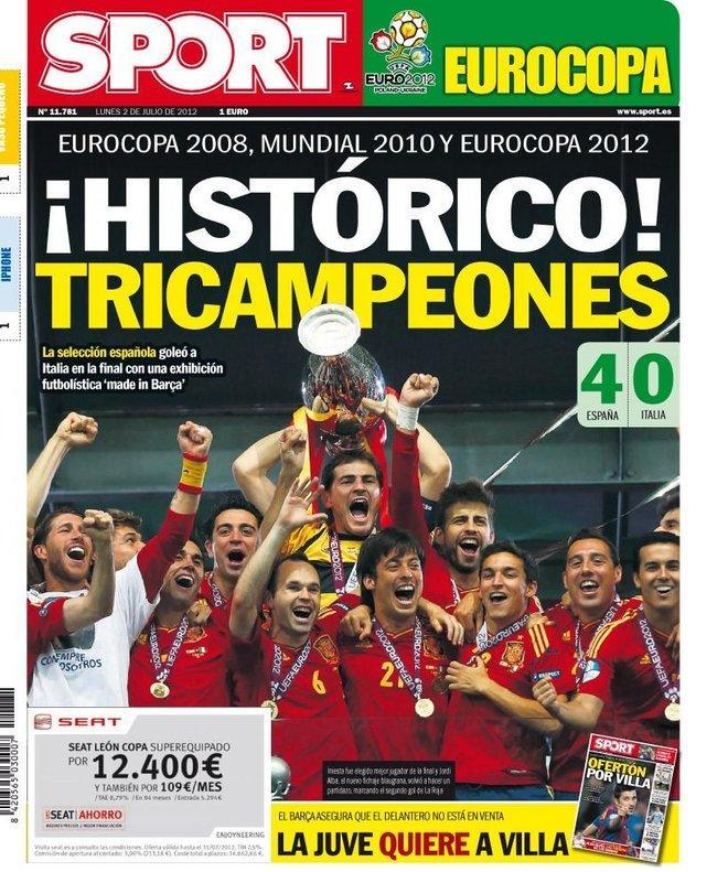 2012 - España conquista se segunda Eurocopa tras ganar el Mundial