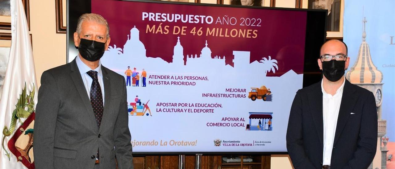 Francisco Linares y Felipe David Benítez este lunes 29 de noviembre en la presentación del presupuesto de 2022