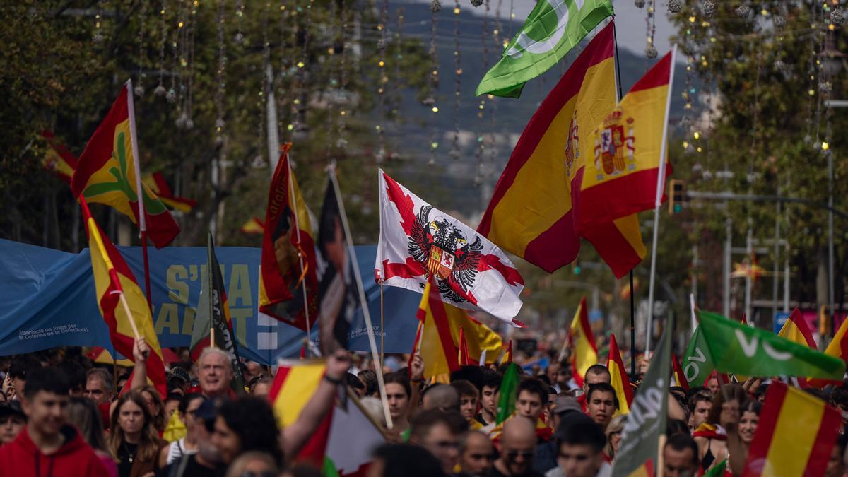 Manifestación por el 12-O, Día de la Hispanidad, en Barcelona