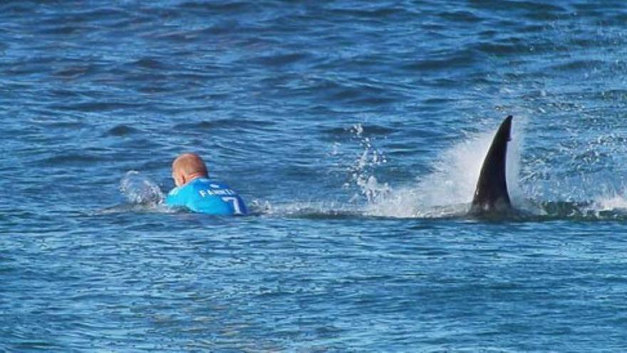 Ataque de un tiburón a un surfista