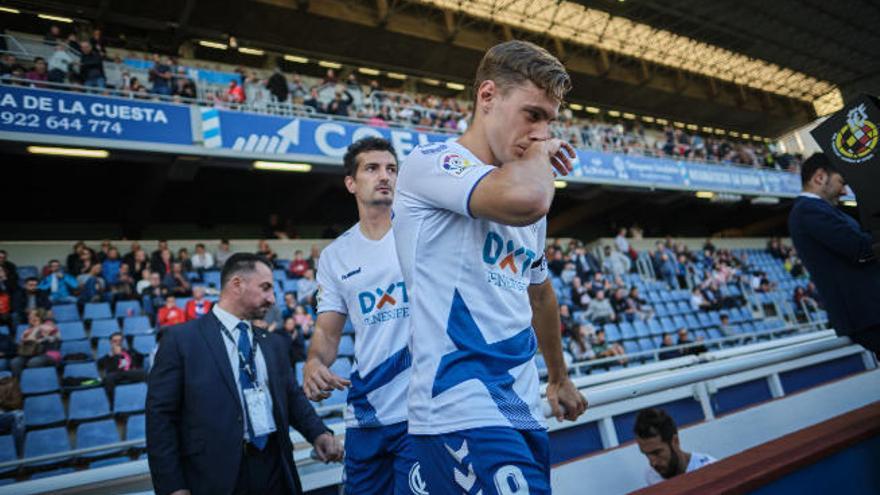 Dani Gómez entra al campo para jugar ante el Albacete.