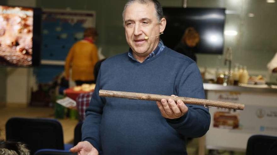 Miguel Ángel Delgado, durante la charla que mostró ayer para mostrar la nueva especie. // Muñiz