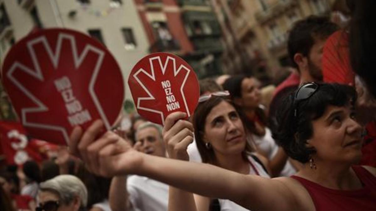 Protesta ciudadana que se realizó en Pamplona tras la presunta violación de los Sanfermines del 2016.