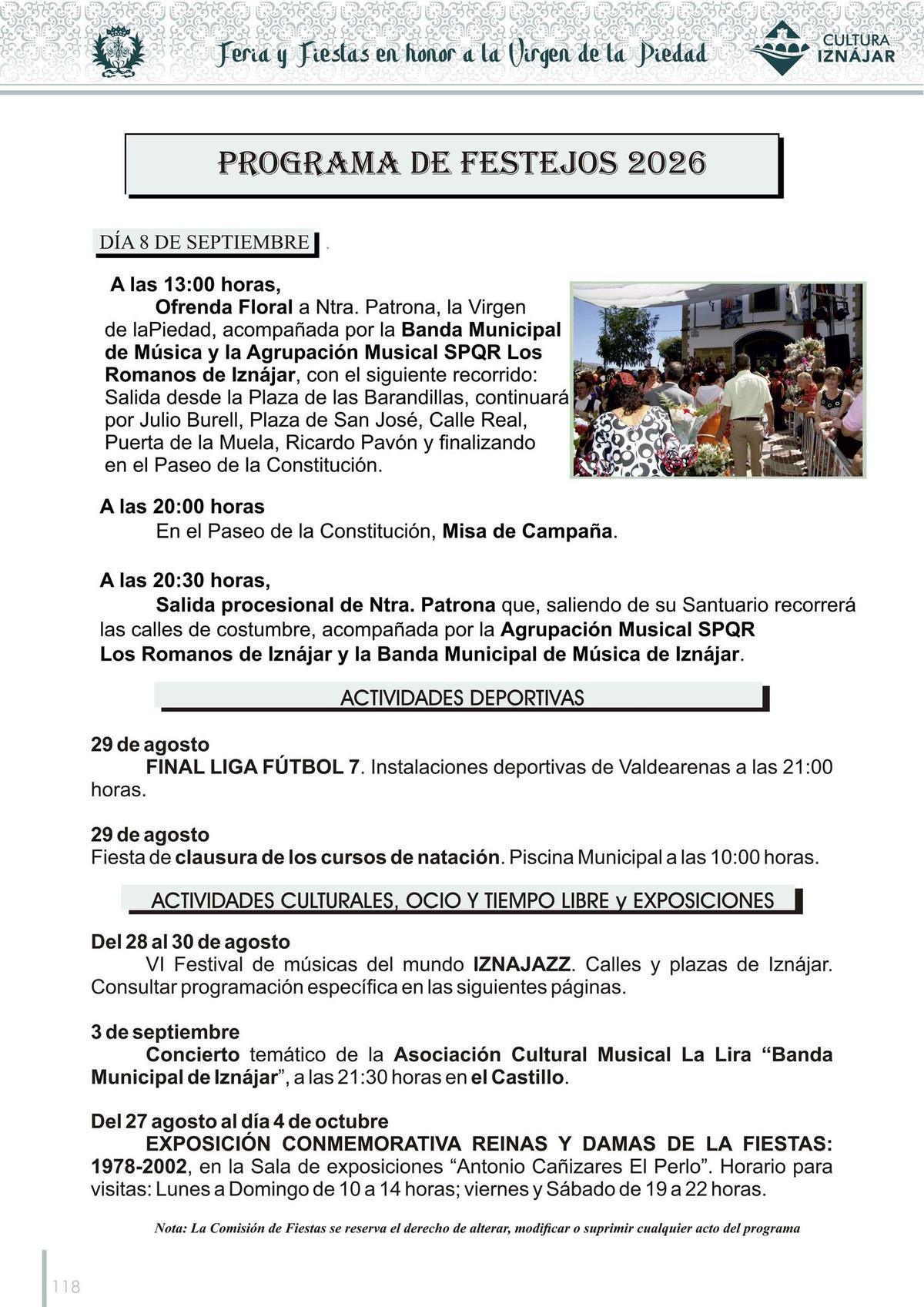 Programa de festejos.