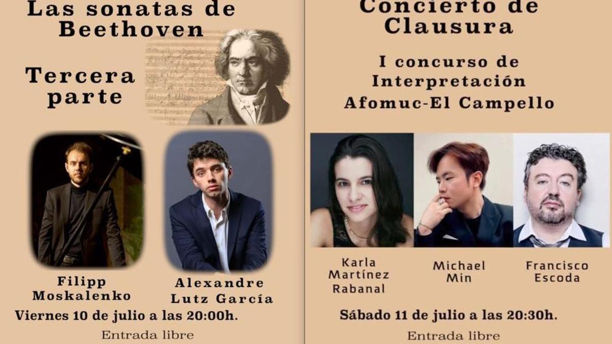 Dos conciertos de piano gratuitos en El Campello con piezas de Beethoven, Manuel de Falla o Johann Sebastian Bach