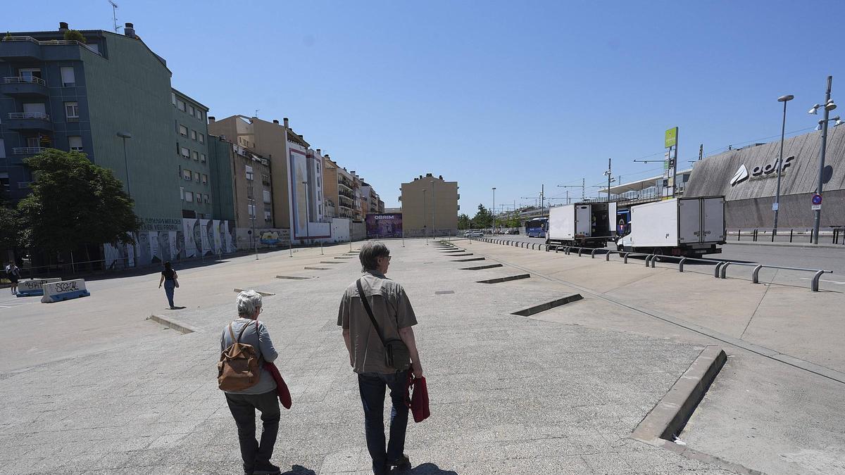 L'estat actual de la plaça d'Espanya de Girona.