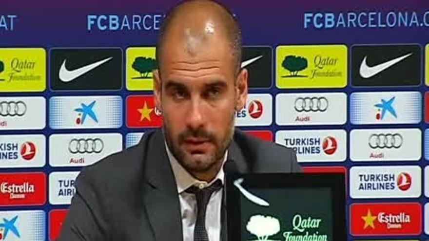 Guardiola felicita en el castellano y duda en catalán