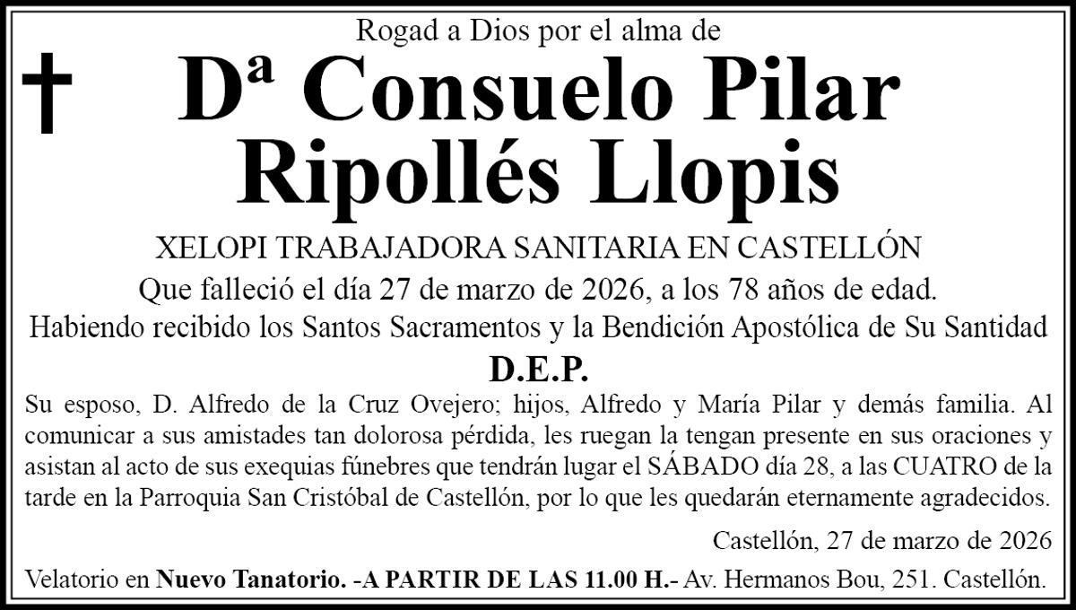 Dª Consuelo Pilar Ripollés Llopis