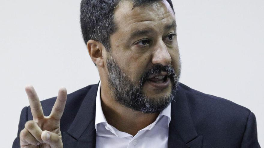 Matteo Salvini durante una rueda de prensa.