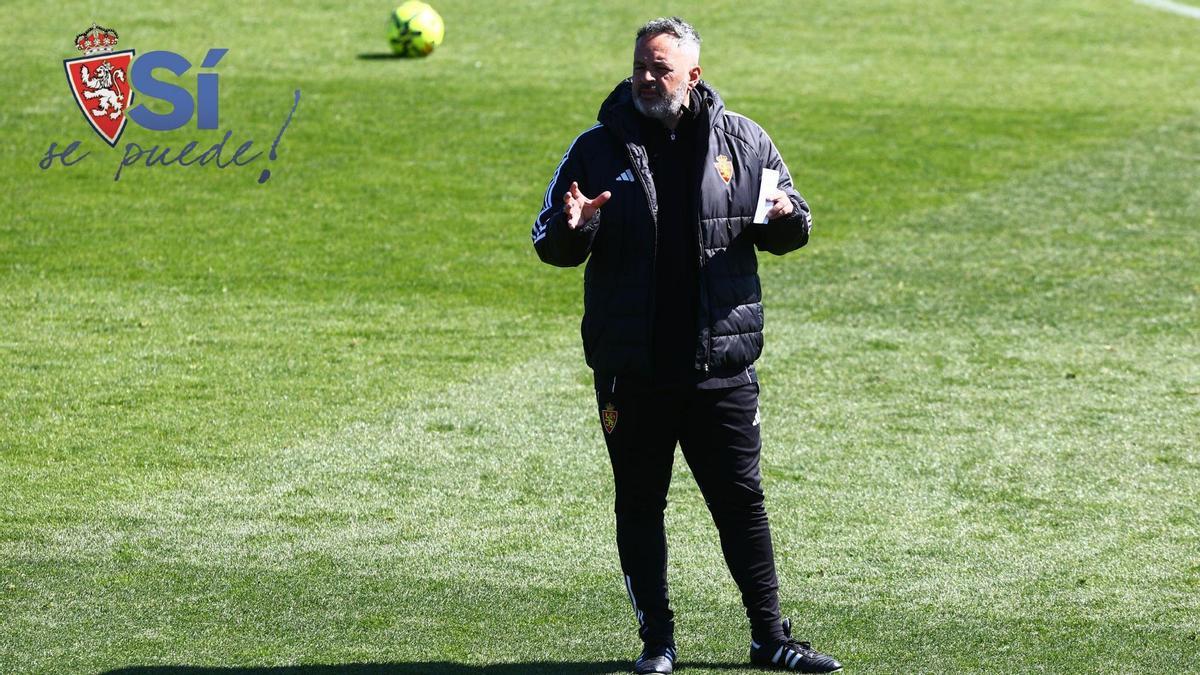 David Navarro, en un entrenamiento con el Real Zaragoza.