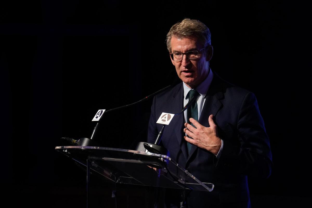 El líder del PP, Alberto Núñez Feijóo, este miércoles en un acto.