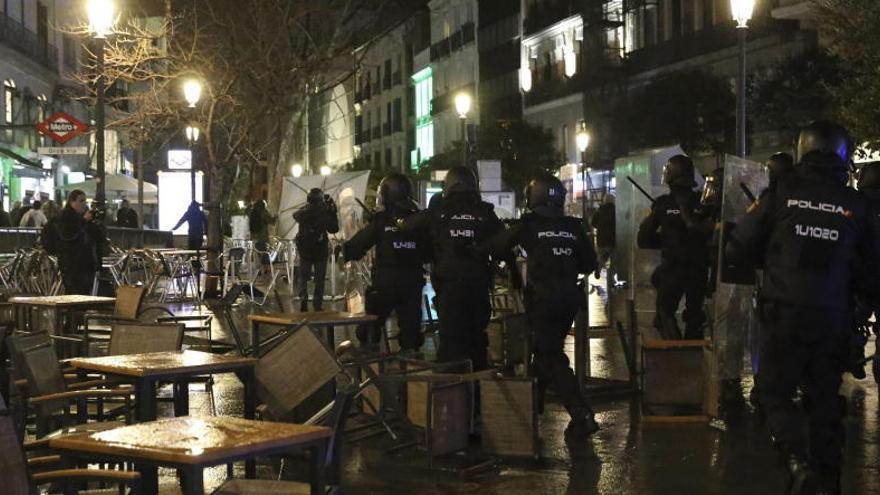 Disturbios en el centro de Madrid.