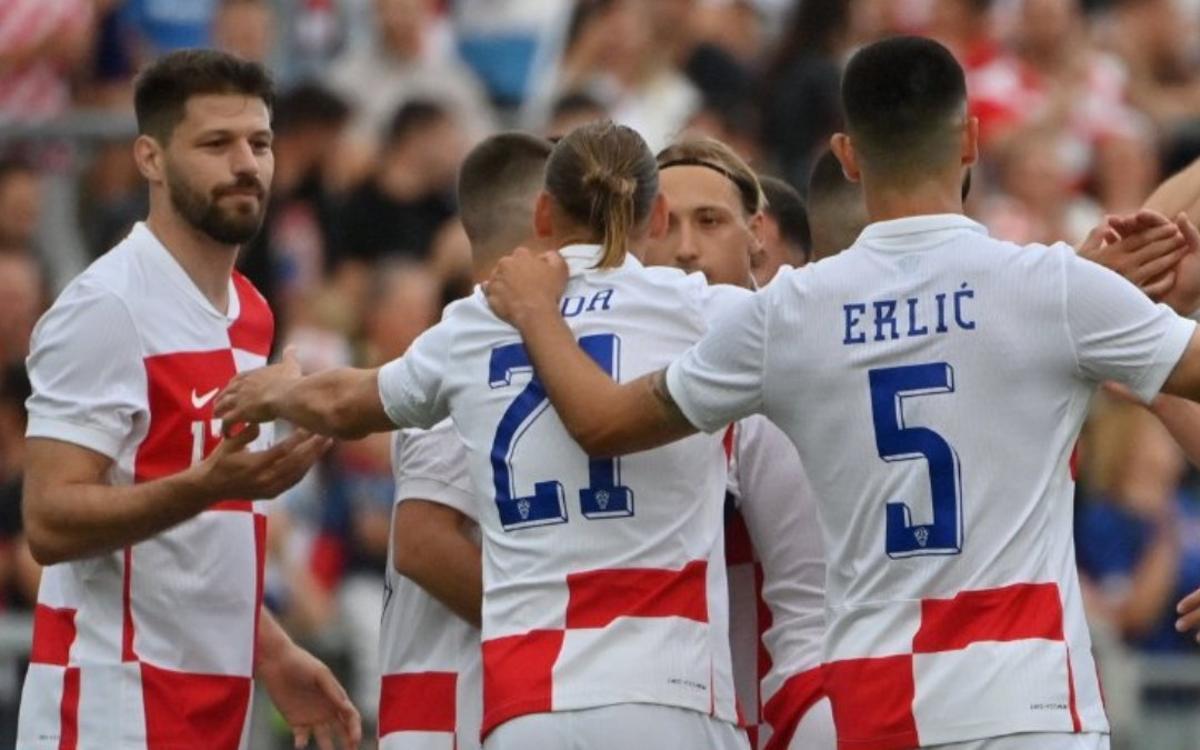 Los jugadores de Croacia celebran un gol de Majer