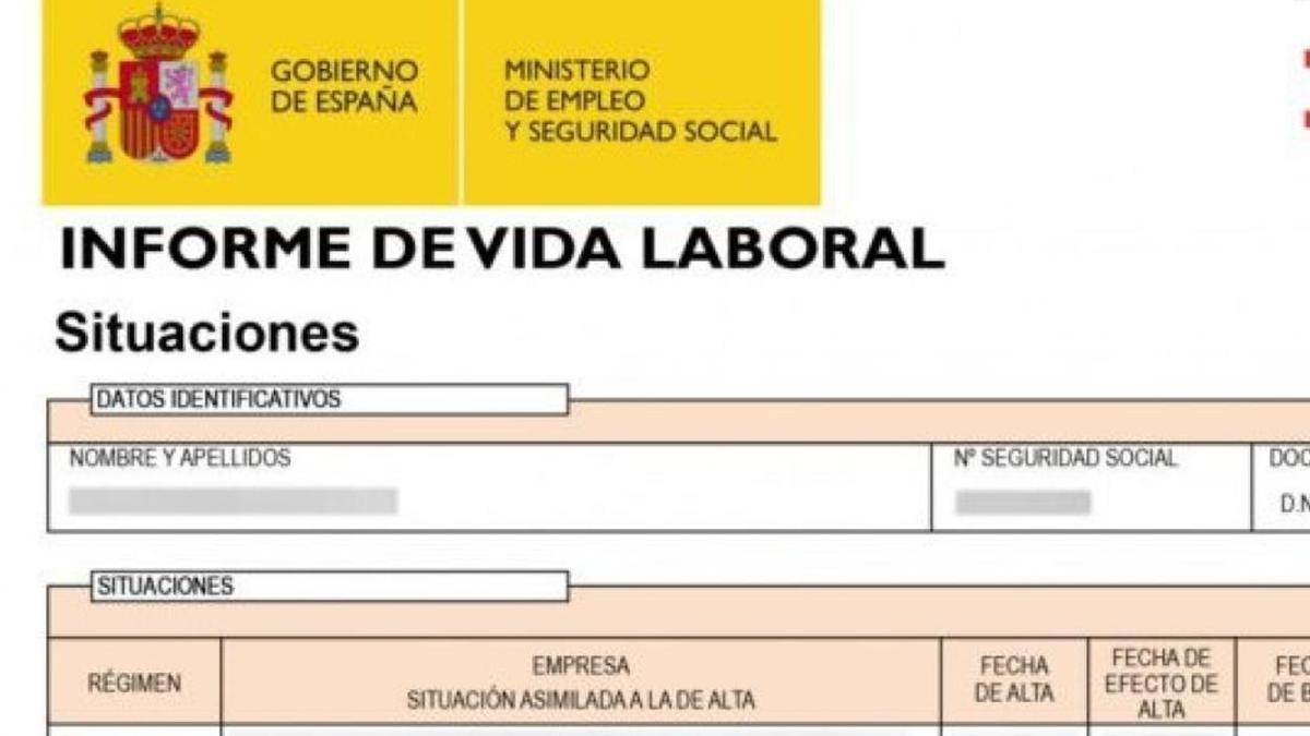 Informe de la Vida Laboral.