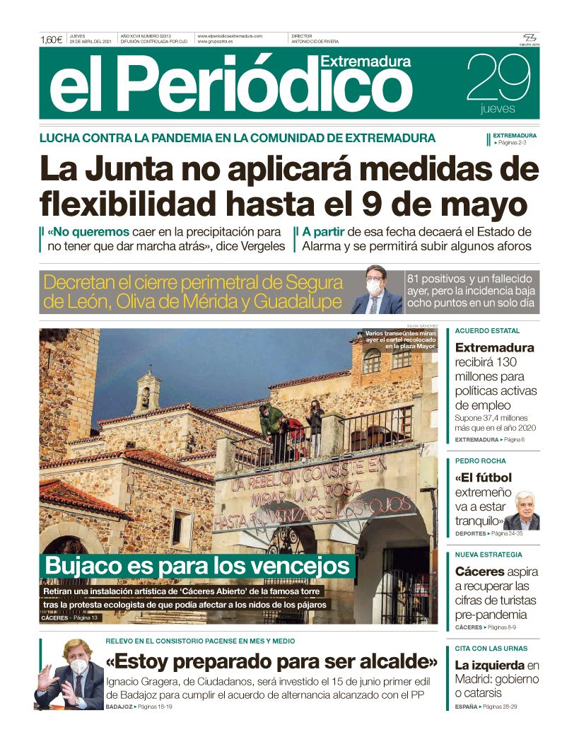 Consulta la portada correspondiente al día 29 de abril del 2021