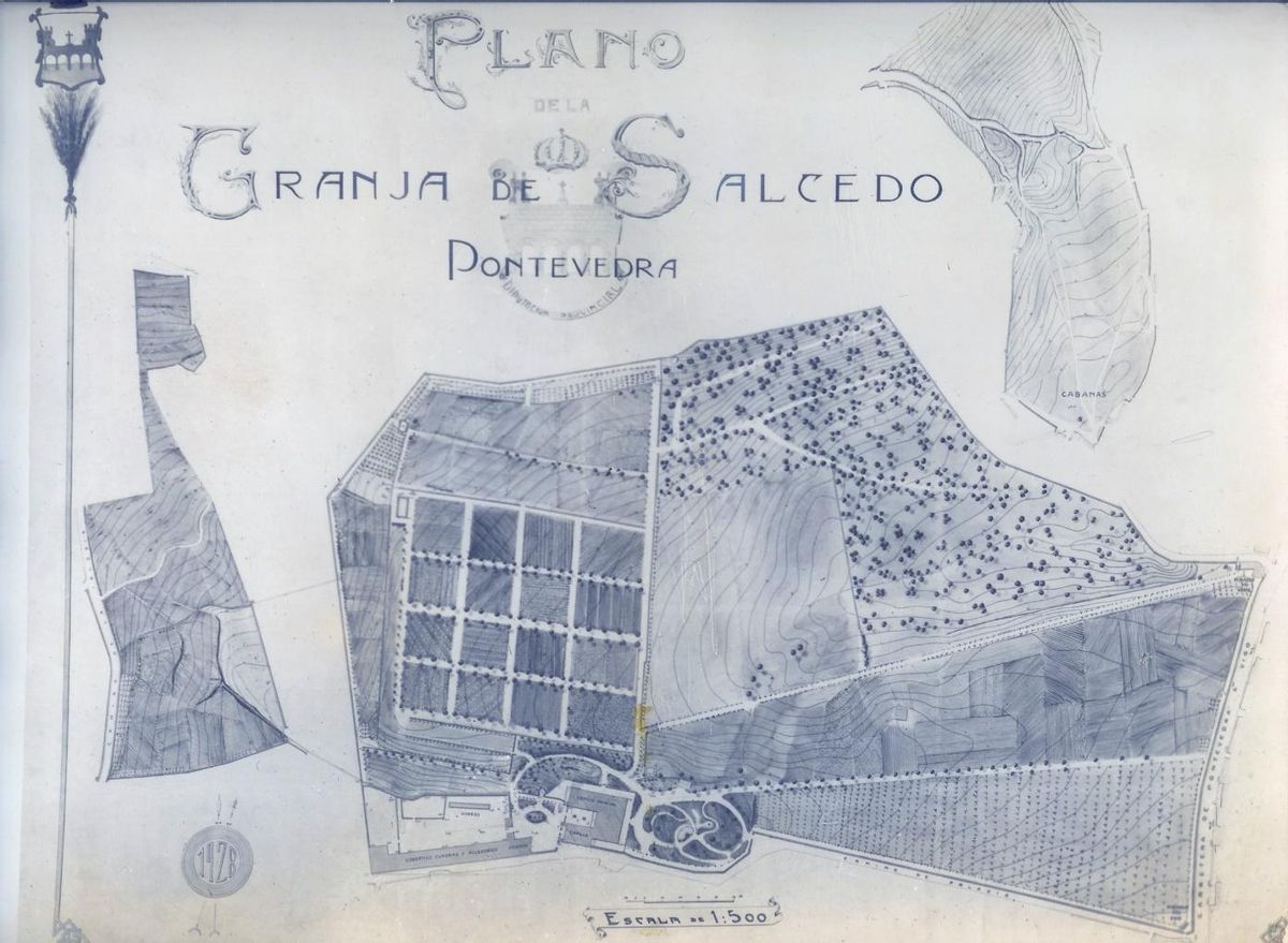 Plano de la finca del Pazo de Gandarón a finales de los años veinte/ Armando Ordás/ CSIC