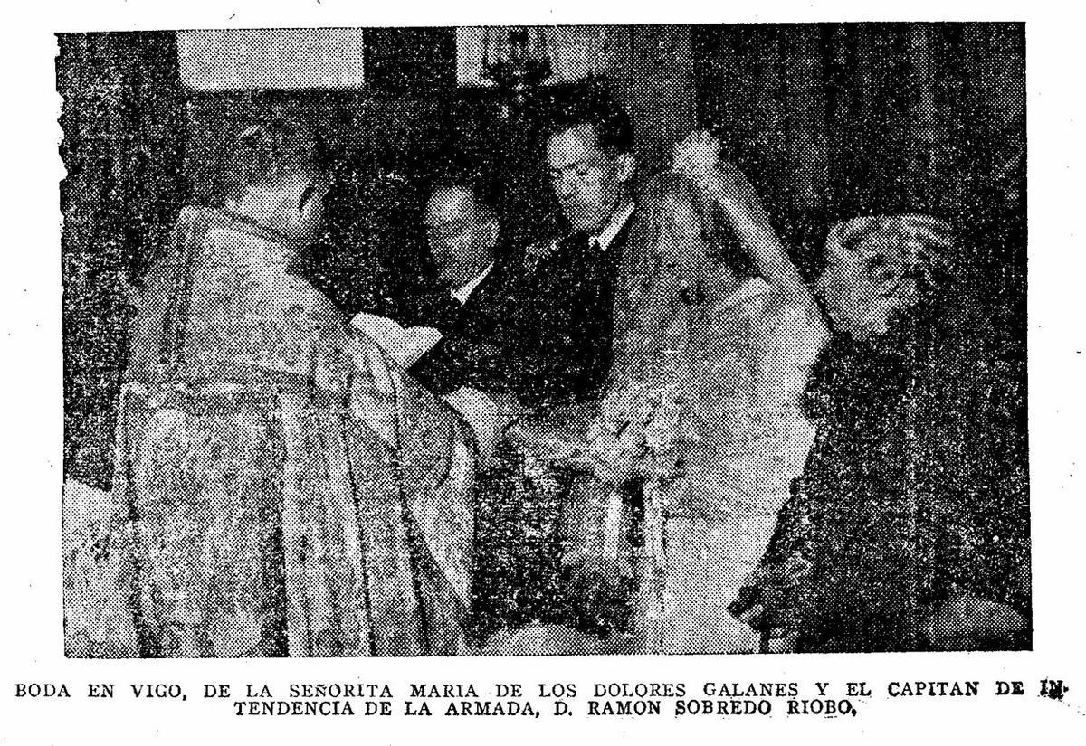 Recorte de FARO del 29 enero de 1942, sobre la boda de los padres de Cecilia en Vigo.