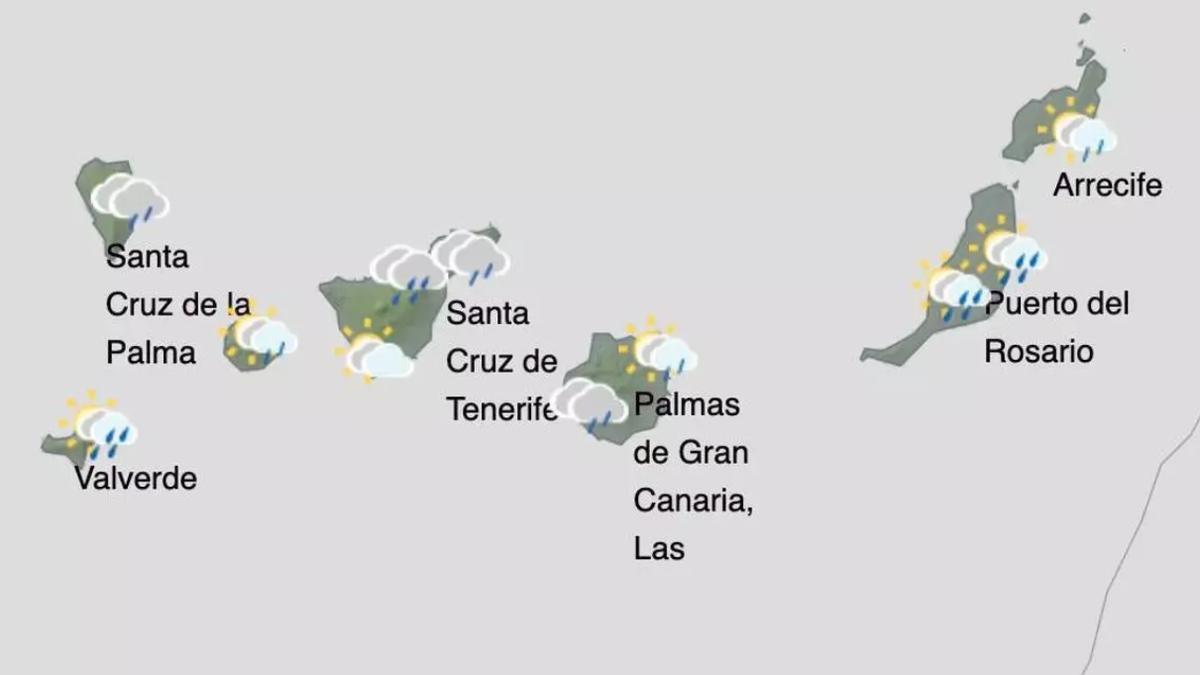 Gráfico del mapa de lluvias en Canarias para este viernes, 20 de octubre | AEMET