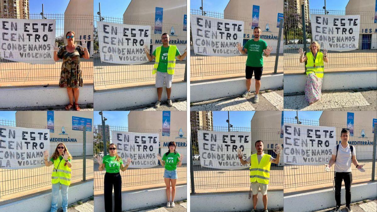 Imágenes de profesores en Benidorm, contra la carga policial en València.