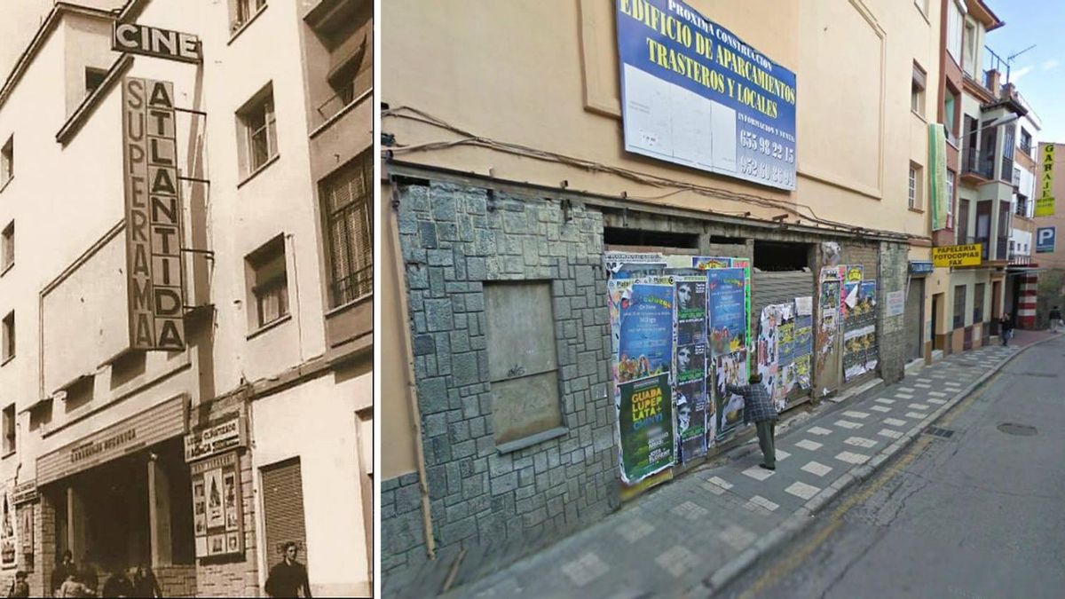 El cine Atlántida de la calle Refinoy y a su lado, el local tapiado hacia 2008